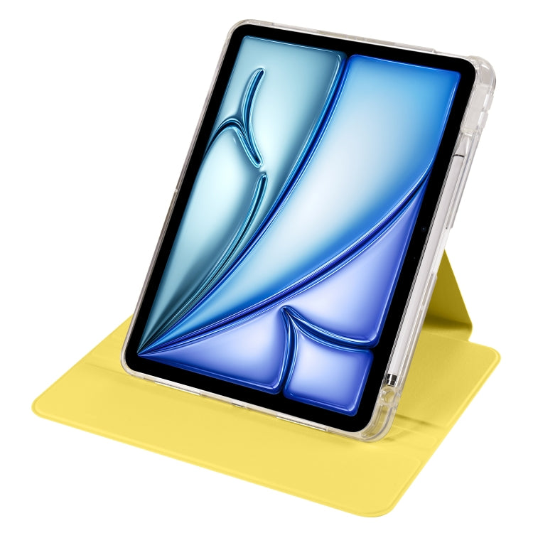For iPad Air 11 2024 Clear Acrylic 360 Rotation Detachable Leather Tablet Case(Yellow) - iPad Air 11 2024 Cases by PMC Jewellery | Online Shopping South Africa | PMC Jewellery | Buy Now Pay Later Mobicred