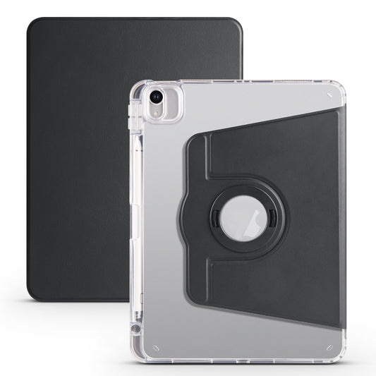 For iPad Air 13 2024 Clear Acrylic 360 Rotation Detachable Leather Tablet Case(Black) - iPad Air 13 2024 Cases by PMC Jewellery | Online Shopping South Africa | PMC Jewellery | Buy Now Pay Later Mobicred