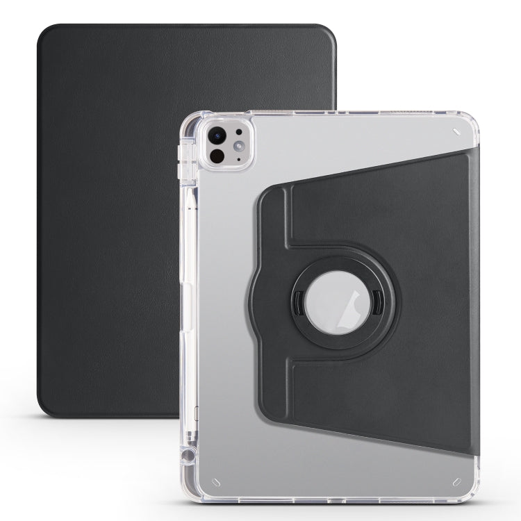 For iPad Pro 11 2024 Clear Acrylic 360 Rotation Detachable Leather Tablet Case(Black) - iPad Pro 11 2024 Cases by PMC Jewellery | Online Shopping South Africa | PMC Jewellery | Buy Now Pay Later Mobicred