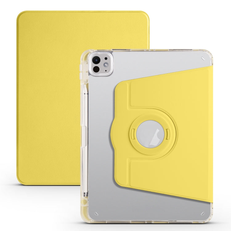 For iPad Pro 11 2024 Clear Acrylic 360 Rotation Detachable Leather Tablet Case(Yellow) - iPad Pro 11 2024 Cases by PMC Jewellery | Online Shopping South Africa | PMC Jewellery | Buy Now Pay Later Mobicred