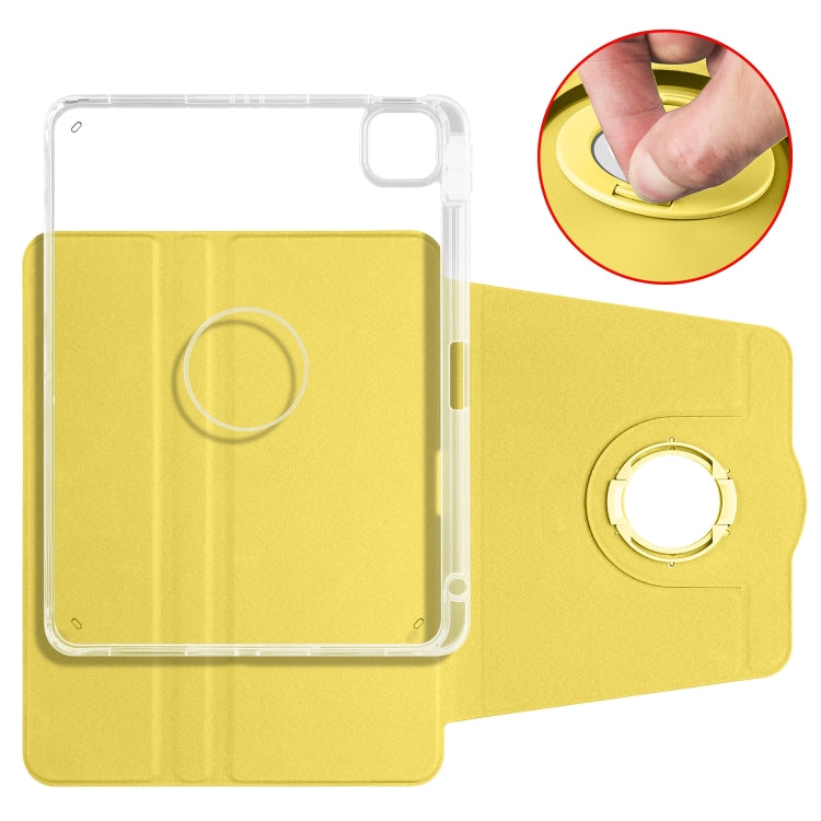 For iPad Pro 11 2024 Clear Acrylic 360 Rotation Detachable Leather Tablet Case(Yellow) - iPad Pro 11 2024 Cases by PMC Jewellery | Online Shopping South Africa | PMC Jewellery | Buy Now Pay Later Mobicred