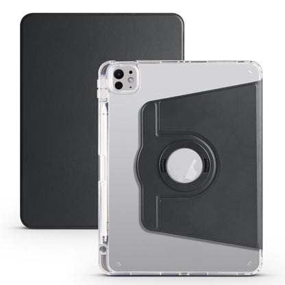 For iPad Pro 13 2024 Clear Acrylic 360 Rotation Detachable Leather Tablet Case(Black) - iPad Pro 13 2024 Cases by PMC Jewellery | Online Shopping South Africa | PMC Jewellery | Buy Now Pay Later Mobicred