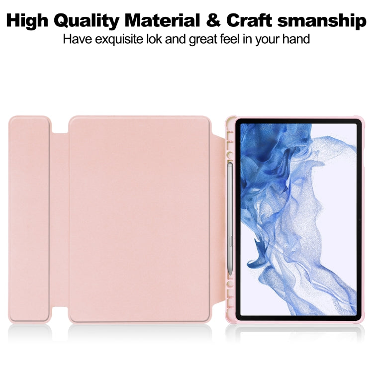 For Samsung Galaxy Tab S9 360 Rotation Transparent Smart Leather Case with Keyboard(Pink) - Galaxy Tab S9 Cases by PMC Jewellery | Online Shopping South Africa | PMC Jewellery | Buy Now Pay Later Mobicred