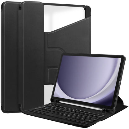 For Samsung Galaxy Tab A9+ 360 Rotation Transparent Smart Leather Case with Keyboard(Black) - Galaxy Tab A9+ by PMC Jewellery | Online Shopping South Africa | PMC Jewellery