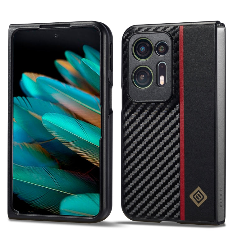 For OPPO Find N2 LC.IMEEKE 3 in 1 Carbon Fiber Texture Shockproof Phone Case(Black) - OPPO Cases by LC.IMEEKE | Online Shopping South Africa | PMC Jewellery | Buy Now Pay Later Mobicred