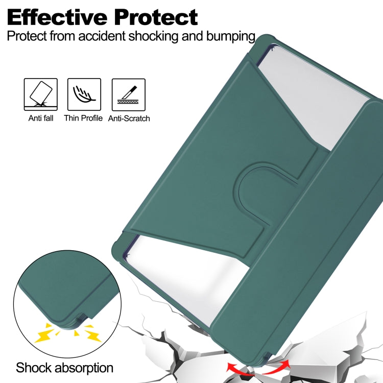 For Samsung Galaxy Tab S9+ 360 Rotation Transparent Smart Leather Case(Dark Green) - Galaxy Tab S9+ Cases by PMC Jewellery | Online Shopping South Africa | PMC Jewellery | Buy Now Pay Later Mobicred