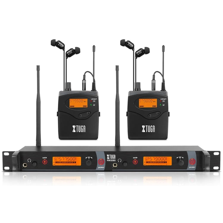 XTUGA RW2080 UHF Wireless Stage Singer In-Ear Monitor System 2 BodyPacks(UK Plug) - Microphone by XTUGA | Online Shopping South Africa | PMC Jewellery | Buy Now Pay Later Mobicred