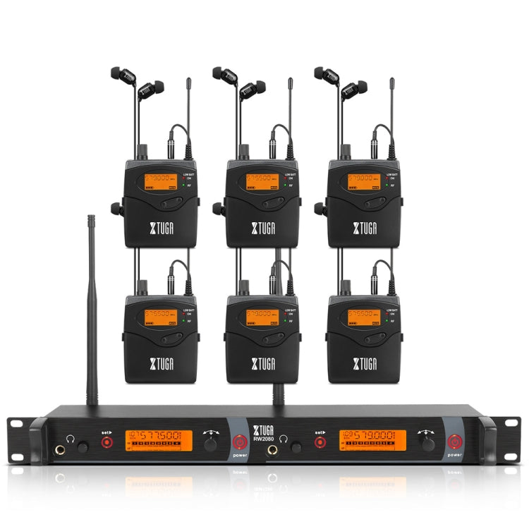 XTUGA RW2080 UHF Wireless Stage Singer In-Ear Monitor System 6 BodyPacks(UK Plug) - Microphone by XTUGA | Online Shopping South Africa | PMC Jewellery | Buy Now Pay Later Mobicred