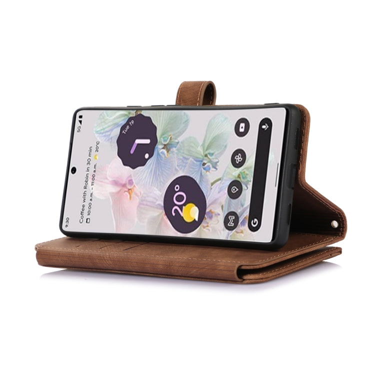 For Google Pixel 7a Dream 9-Card Wallet Zipper Bag Leather Phone Case(Brown) - Google Cases by PMC Jewellery | Online Shopping South Africa | PMC Jewellery | Buy Now Pay Later Mobicred