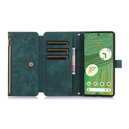 For Google Pixel 7 Dream 9-Card Wallet Zipper Bag Leather Phone Case(Green) - Google Cases by PMC Jewellery | Online Shopping South Africa | PMC Jewellery | Buy Now Pay Later Mobicred