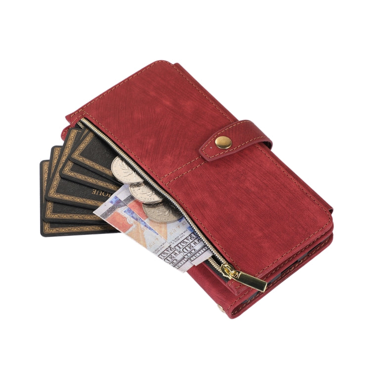 For Google Pixel 7 Dream 9-Card Wallet Zipper Bag Leather Phone Case(Red) - Google Cases by PMC Jewellery | Online Shopping South Africa | PMC Jewellery | Buy Now Pay Later Mobicred