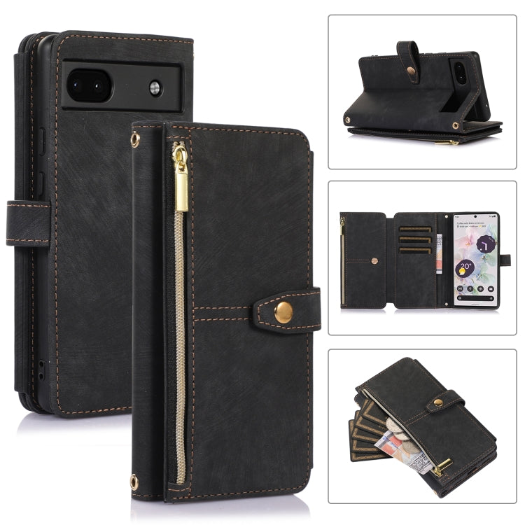 For Google Pixel 6a Dream 9-Card Wallet Zipper Bag Leather Phone Case(Black) - Google Cases by PMC Jewellery | Online Shopping South Africa | PMC Jewellery | Buy Now Pay Later Mobicred