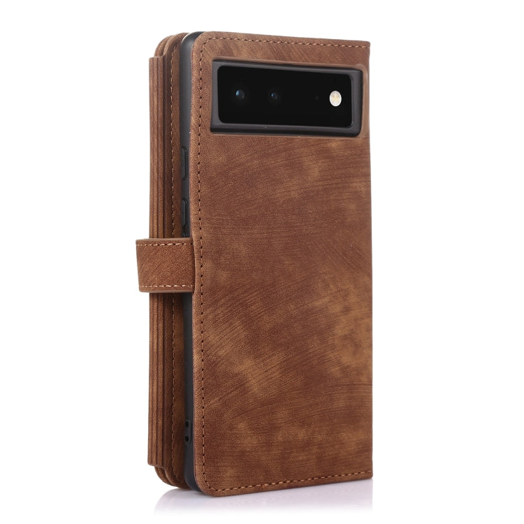 For Google Pixel 6 Dream 9-Card Wallet Zipper Bag Leather Phone Case(Brown) - Google Cases by PMC Jewellery | Online Shopping South Africa | PMC Jewellery | Buy Now Pay Later Mobicred