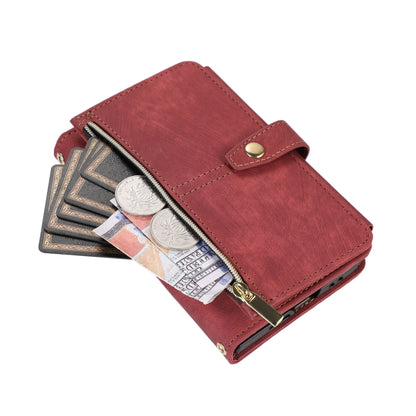 For Google Pixel Fold Dream 9-Card Wallet Zipper Bag Leather Phone Case(Red) - Google Cases by PMC Jewellery | Online Shopping South Africa | PMC Jewellery | Buy Now Pay Later Mobicred