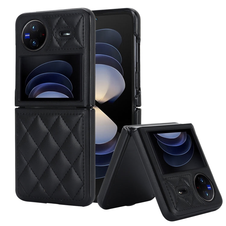 For vivo X Flip Rhombic Microfiber Folding Phone Case(Black) - vivo Cases by PMC Jewellery | Online Shopping South Africa | PMC Jewellery | Buy Now Pay Later Mobicred