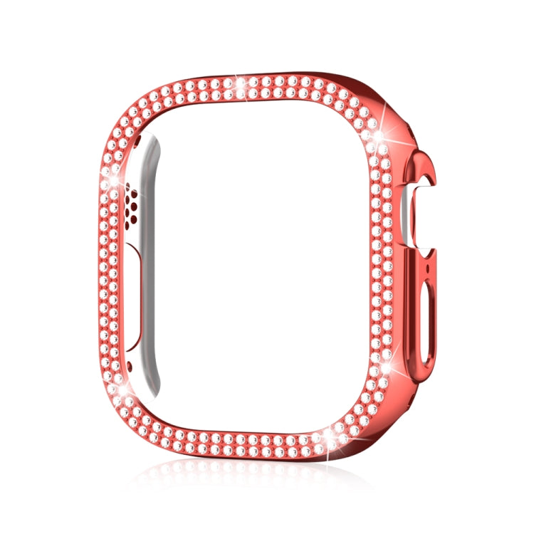 For Apple Watch Ultra 2 / Ultra 49mm Double Row Diamond Hollow PC Watch Case(Red) - Watch Cases by PMC Jewellery | Online Shopping South Africa | PMC Jewellery | Buy Now Pay Later Mobicred