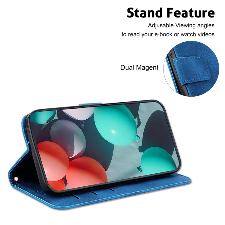 For Motorola Edge 2024 Seven-shaped Embossed Leather Phone Case(Blue) - Motorola Cases by PMC Jewellery | Online Shopping South Africa | PMC Jewellery | Buy Now Pay Later Mobicred