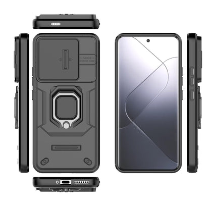 For Xiaomi 14 Pro 5G Sliding Camshield TPU + PC Shockproof Phone Case with Holder(Black) - 14 Pro Cases by PMC Jewellery | Online Shopping South Africa | PMC Jewellery | Buy Now Pay Later Mobicred