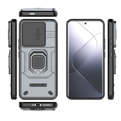 For Xiaomi 14 Pro 5G Sliding Camshield TPU + PC Shockproof Phone Case with Holder(Grey) - 14 Pro Cases by PMC Jewellery | Online Shopping South Africa | PMC Jewellery