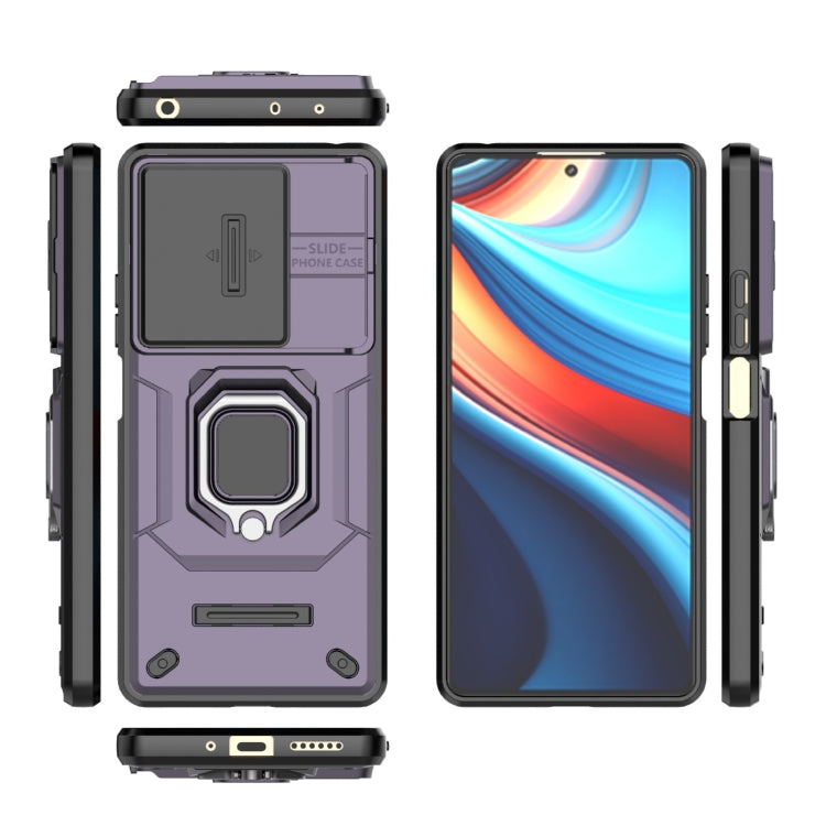 For Xiaomi Redmi Note 13R Pro 5G Sliding Camshield TPU + PC Shockproof Phone Case with Holder(Purple) - Xiaomi Cases by PMC Jewellery | Online Shopping South Africa | PMC Jewellery | Buy Now Pay Later Mobicred