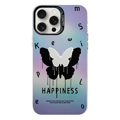 For iPhone 16 Pro Electroplated Silver Series PC Protective Phone Case(Black Butterfly) - iPhone 16 Pro Cases by PMC Jewellery | Online Shopping South Africa | PMC Jewellery | Buy Now Pay Later Mobicred