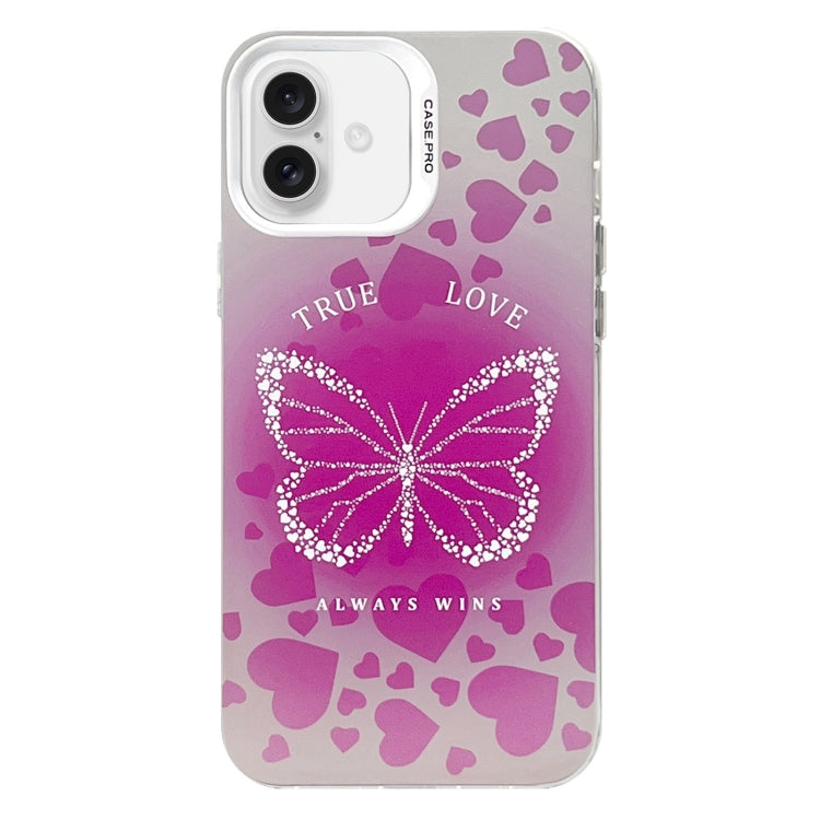 For iPhone 16 Electroplated Silver Series PC Protective Phone Case(Pink Butterfly) - iPhone 16 Cases by PMC Jewellery | Online Shopping South Africa | PMC Jewellery | Buy Now Pay Later Mobicred