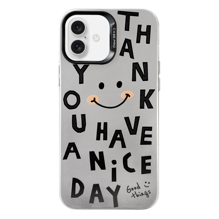 For iPhone 16 Electroplated Silver Series PC Protective Phone Case(Cute Smiley Face) - iPhone 16 Cases by PMC Jewellery | Online Shopping South Africa | PMC Jewellery | Buy Now Pay Later Mobicred