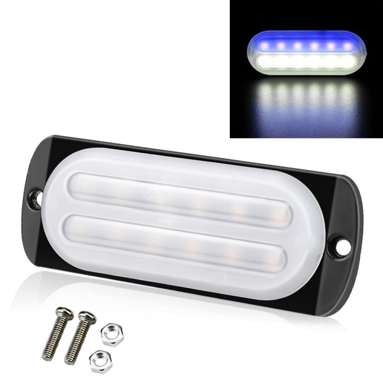 DC12V-24V / 36W Car Truck Emergency Strobe Flash Warning Light 12LEDs Ultra-thin Side Lights(White + Blue) - Warning Lights by PMC Jewellery | Online Shopping South Africa | PMC Jewellery | Buy Now Pay Later Mobicred