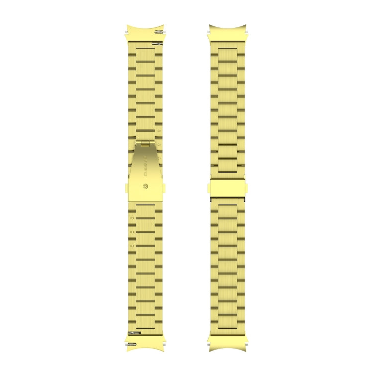 For Samsung Galaxy Watch 6 / 6 Classic Three Bead Stainless Steel Watch Band(Gold) - Watch Bands by PMC Jewellery | Online Shopping South Africa | PMC Jewellery