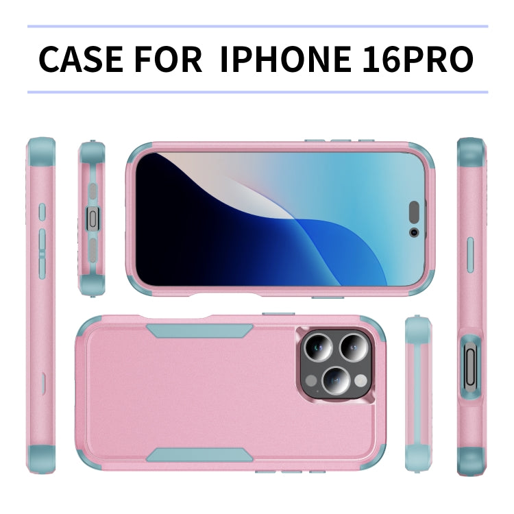 For iPhone 16 Pro Commuter Shockproof TPU + PC Phone Case(Pink+Grey Green) - iPhone 16 Pro Cases by PMC Jewellery | Online Shopping South Africa | PMC Jewellery | Buy Now Pay Later Mobicred