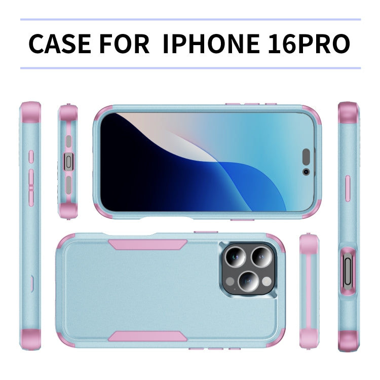 For iPhone 16 Pro Commuter Shockproof TPU + PC Phone Case(Grey Green+Pink) - iPhone 16 Pro Cases by PMC Jewellery | Online Shopping South Africa | PMC Jewellery | Buy Now Pay Later Mobicred