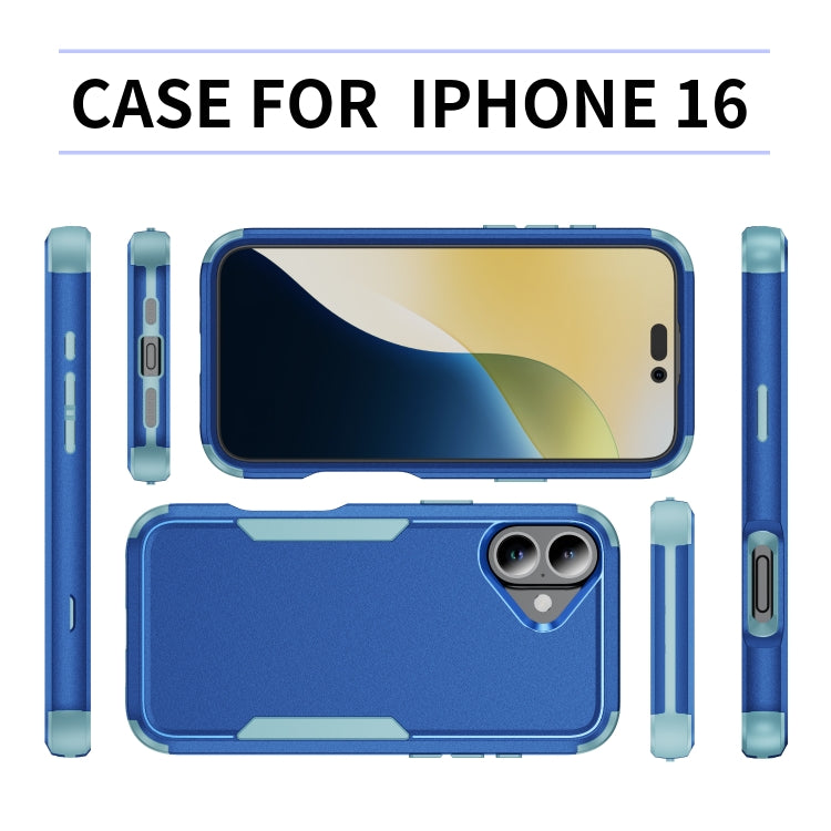 For iPhone 16 Commuter Shockproof TPU + PC Phone Case(Royal Blue+Grey Green) - iPhone 16 Cases by PMC Jewellery | Online Shopping South Africa | PMC Jewellery | Buy Now Pay Later Mobicred