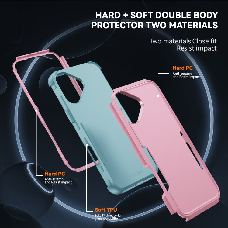 For iPhone 16 Commuter Shockproof TPU + PC Phone Case(Pink+Grey Green) - iPhone 16 Cases by PMC Jewellery | Online Shopping South Africa | PMC Jewellery | Buy Now Pay Later Mobicred