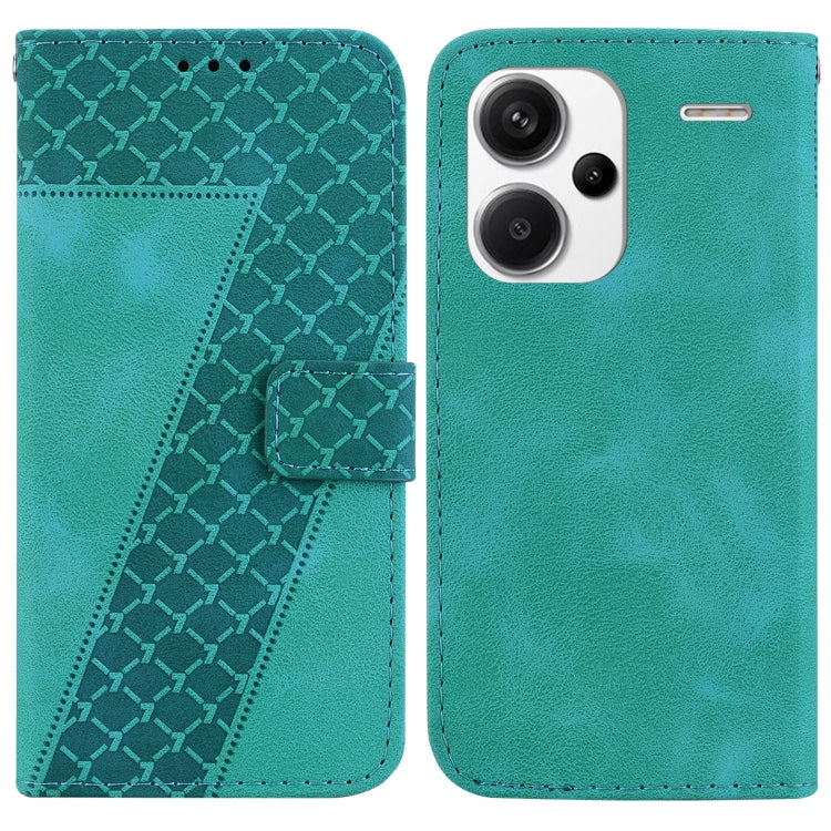 For Xiaomi Redmi Note 13 Pro+ 5G 7-shaped Embossed Leather Phone Case(Green) - Note 13 Pro+ Cases by PMC Jewellery | Online Shopping South Africa | PMC Jewellery | Buy Now Pay Later Mobicred