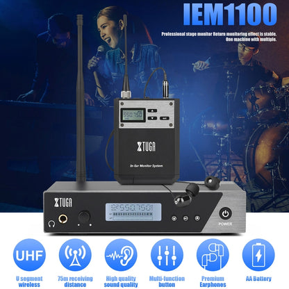 XTUGA  IEM1100 Professional Wireless In Ear Monitor System 1 BodyPacks(AU Plug) - Microphone by XTUGA | Online Shopping South Africa | PMC Jewellery | Buy Now Pay Later Mobicred