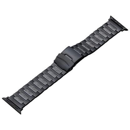 For Apple Watch Series 8 45mm Safety Buckle Titanium Steel Watch Band(Black) - Watch Bands by PMC Jewellery | Online Shopping South Africa | PMC Jewellery