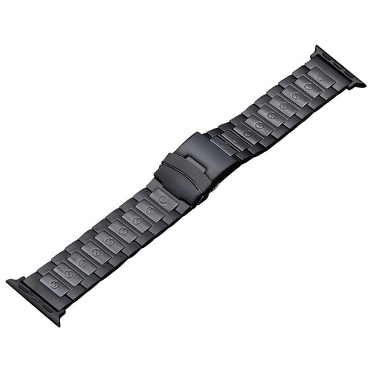 For Apple Watch Series 7 45mm Safety Buckle Titanium Steel Watch Band(Black) - Watch Bands by PMC Jewellery | Online Shopping South Africa | PMC Jewellery