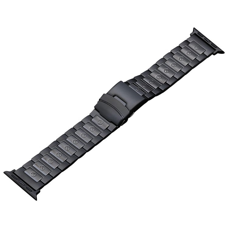 For Apple Watch Series 3 38mm Safety Buckle Titanium Steel Watch Band(Black) - Watch Bands by PMC Jewellery | Online Shopping South Africa | PMC Jewellery