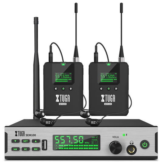 XTUGA SEM100 Professional Wireless In Ear Monitor System 2 BodyPacks(UK Plug) - Microphone by XTUGA | Online Shopping South Africa | PMC Jewellery | Buy Now Pay Later Mobicred