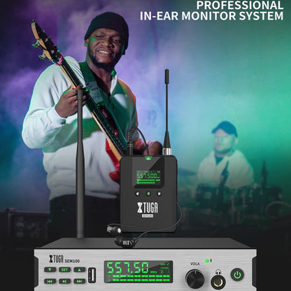 XTUGA SEM100 Professional Wireless In Ear Monitor System 1 BodyPacks(UK Plug) - Microphone by XTUGA | Online Shopping South Africa | PMC Jewellery | Buy Now Pay Later Mobicred