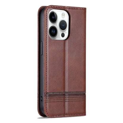 For iPhone 16 Pro AZNS Magnetic Calf Texture Flip Leather Phone Case(Dark Brown) - iPhone 16 Pro Cases by AZNS | Online Shopping South Africa | PMC Jewellery | Buy Now Pay Later Mobicred