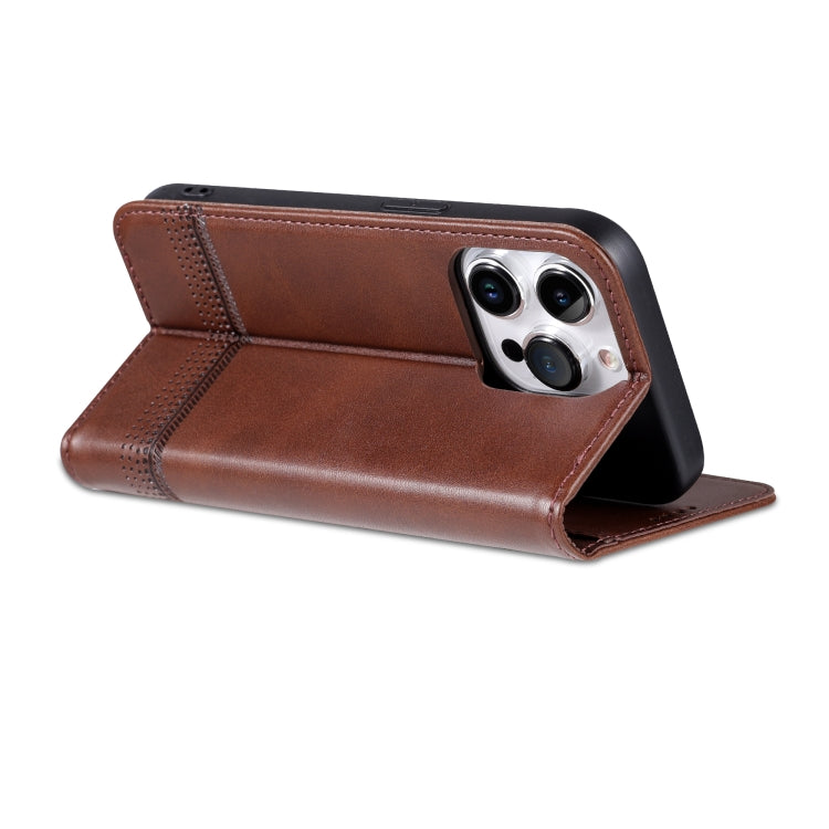 For iPhone 16 Pro AZNS Magnetic Calf Texture Flip Leather Phone Case(Dark Brown) - iPhone 16 Pro Cases by AZNS | Online Shopping South Africa | PMC Jewellery | Buy Now Pay Later Mobicred