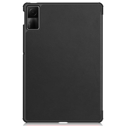 For Xiaomi Redmi Pad SE Custer Pure Color 3-Fold Holder Leather Tablet Case(Black) - More Tablet Cases by PMC Jewellery | Online Shopping South Africa | PMC Jewellery | Buy Now Pay Later Mobicred