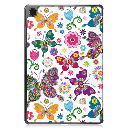 For Samsung Galaxy Tab A9 Custer Painted 3-Fold Holder Smart Leather Tablet Case(Colorful Butterflies) - Galaxy Tab A9 by PMC Jewellery | Online Shopping South Africa | PMC Jewellery