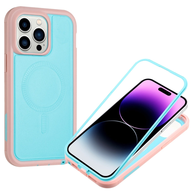 For iPhone 15 Pro Max Defender Series XT MagSafe Magnetic PC + TPU Shockproof Phone Case(Turquoise+Pink) - iPhone 15 Pro Max Cases by PMC Jewellery | Online Shopping South Africa | PMC Jewellery