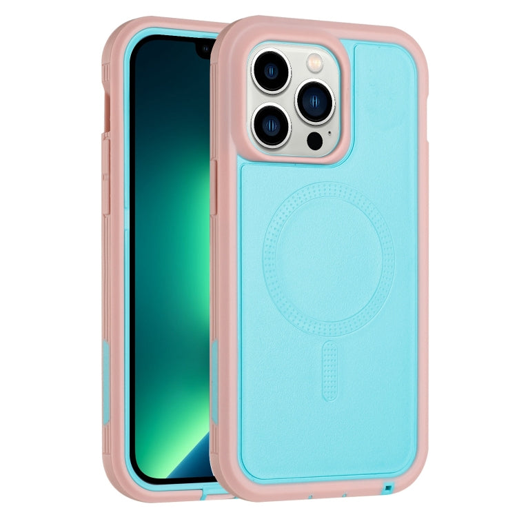 For iPhone 13 Pro Max Defender Series XT MagSafe Magnetic PC + TPU Shockproof Phone Case(Turquoise+Pink) - iPhone 13 Pro Max Cases by PMC Jewellery | Online Shopping South Africa | PMC Jewellery