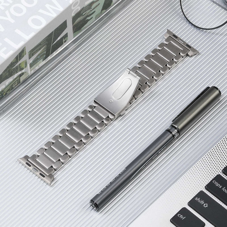 For Apple Watch Series 7 41mm Five Beads Titanium Steel Watch Band(Silver) - Watch Bands by PMC Jewellery | Online Shopping South Africa | PMC Jewellery