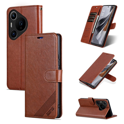 For Huawei Pura 70 Pro / 70 Pro+ AZNS Sheepskin Texture Flip Leather Phone Case(Brown) - Huawei Cases by AZNS | Online Shopping South Africa | PMC Jewellery | Buy Now Pay Later Mobicred