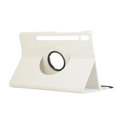 For Samsung Galaxy Tab S9 360 Degrees Rotation Holder Litchi Texture Leather Tablet Case(White) - Galaxy Tab S9 Cases by PMC Jewellery | Online Shopping South Africa | PMC Jewellery | Buy Now Pay Later Mobicred