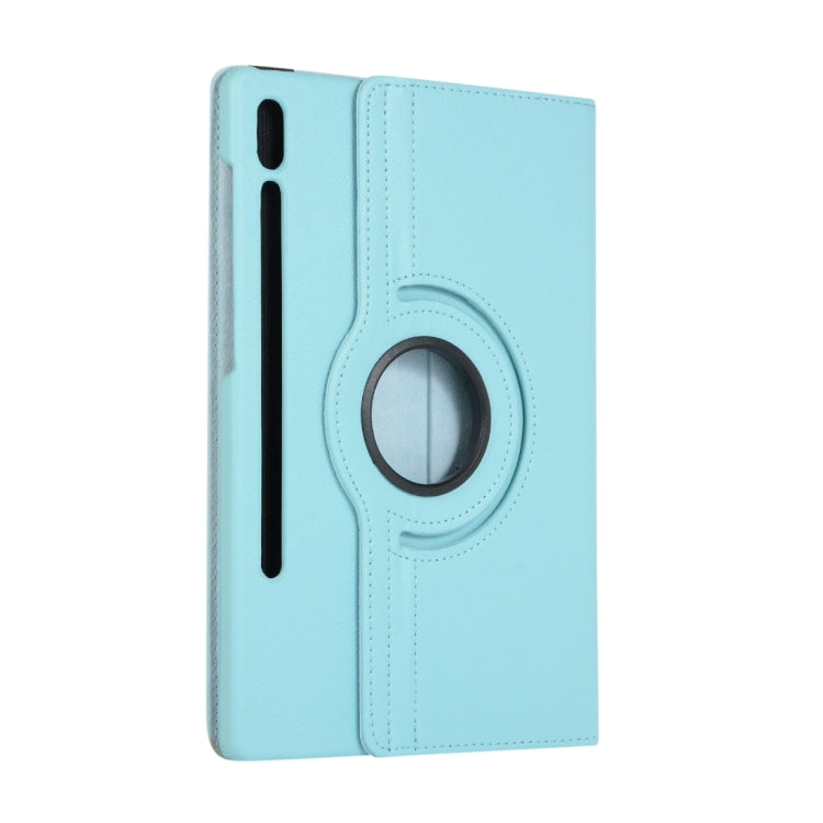 For Samsung Galaxy Tab S9 360 Degrees Rotation Holder Litchi Texture Leather Tablet Case(Sky Blue) - Galaxy Tab S9 Cases by PMC Jewellery | Online Shopping South Africa | PMC Jewellery | Buy Now Pay Later Mobicred